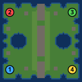 Great Divide: the map from above, 4 numbered start positions