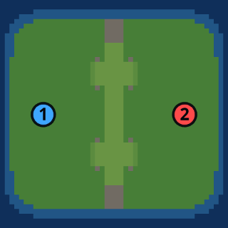 Ridgeline: the map from above, 2 numbered start positions