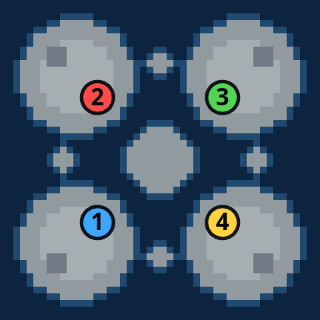 Whitecap: the map from above, 4 numbered start positions