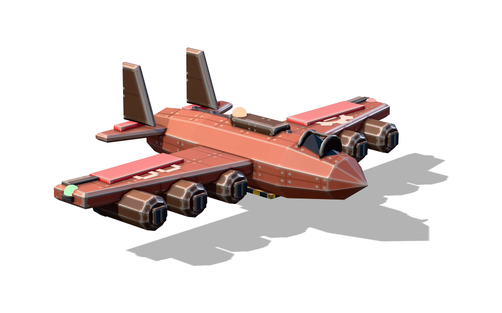 The Dominion heavy bomber Harbinger, a four-engined airframe, its shadow on the ground below