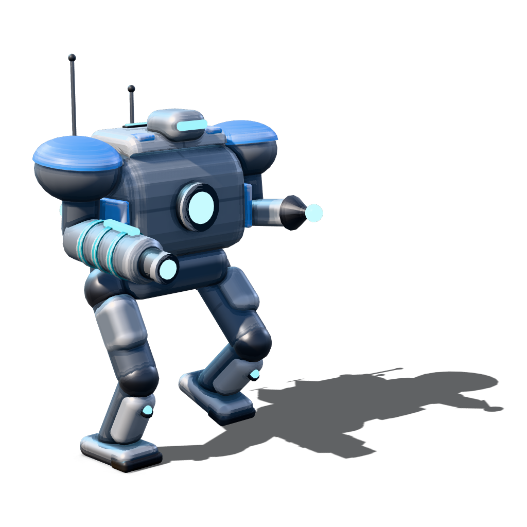 The Concord Commander, the Warden, a pale blue-grey walker with a disruptor arm