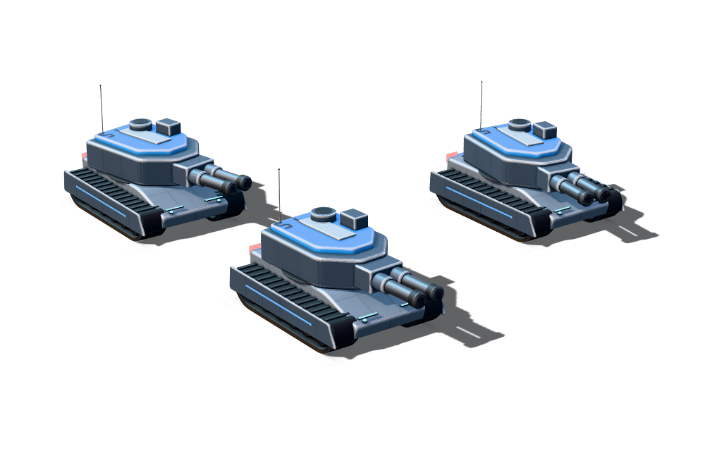Three Concord heavy battle tanks advancing in a wedge